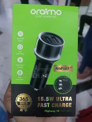 Oraimo Highway 15 15.5w Car Charger Dual Usb Output.