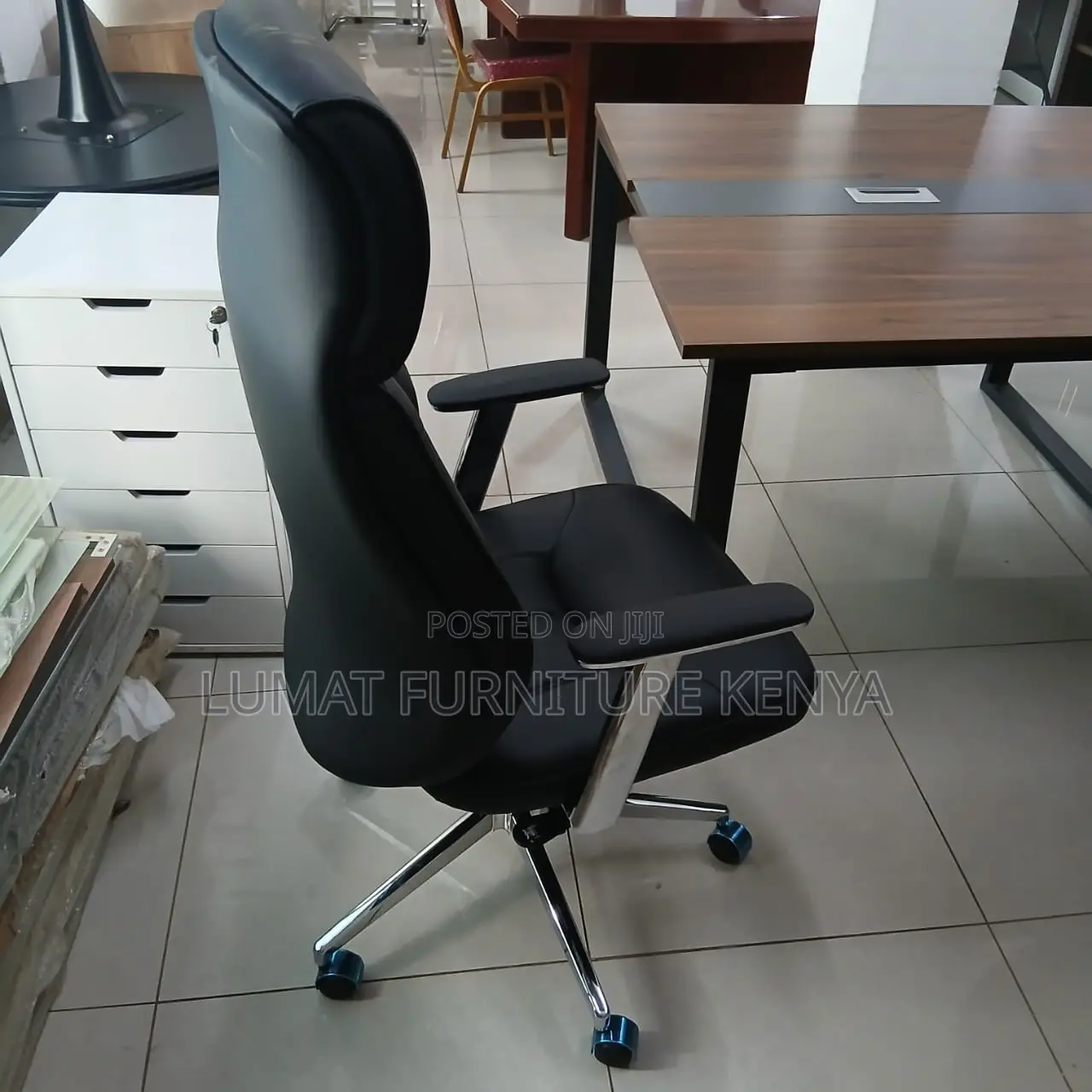 Leather High Back Recliner Office Seat