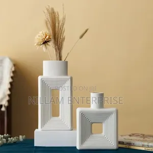 2pc Resin Square Decorative Vase Set*