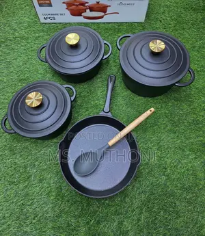 Matte Black / Enamel Black 7pcs Enamel Cast Iron Cooking Pots