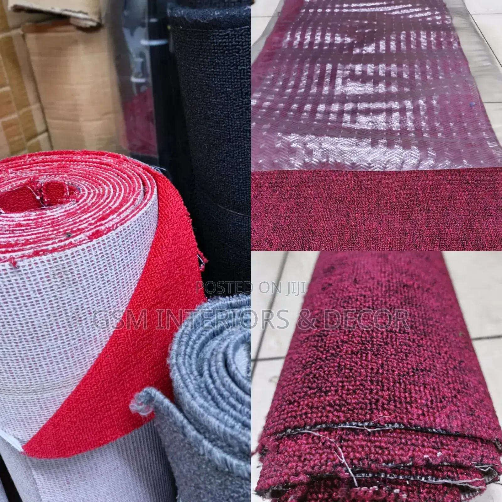 Wal to Wall Carpets in Pure Red, Black, Grey and Maroon