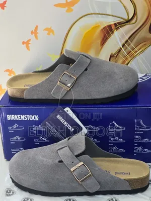 Grey Leather Clogs Birkenstock