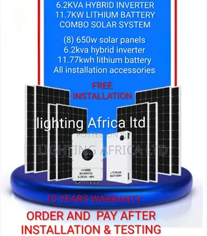 6.2kva - 11.77kwh Lithium Battery -(8)650w Solar - Free Installation