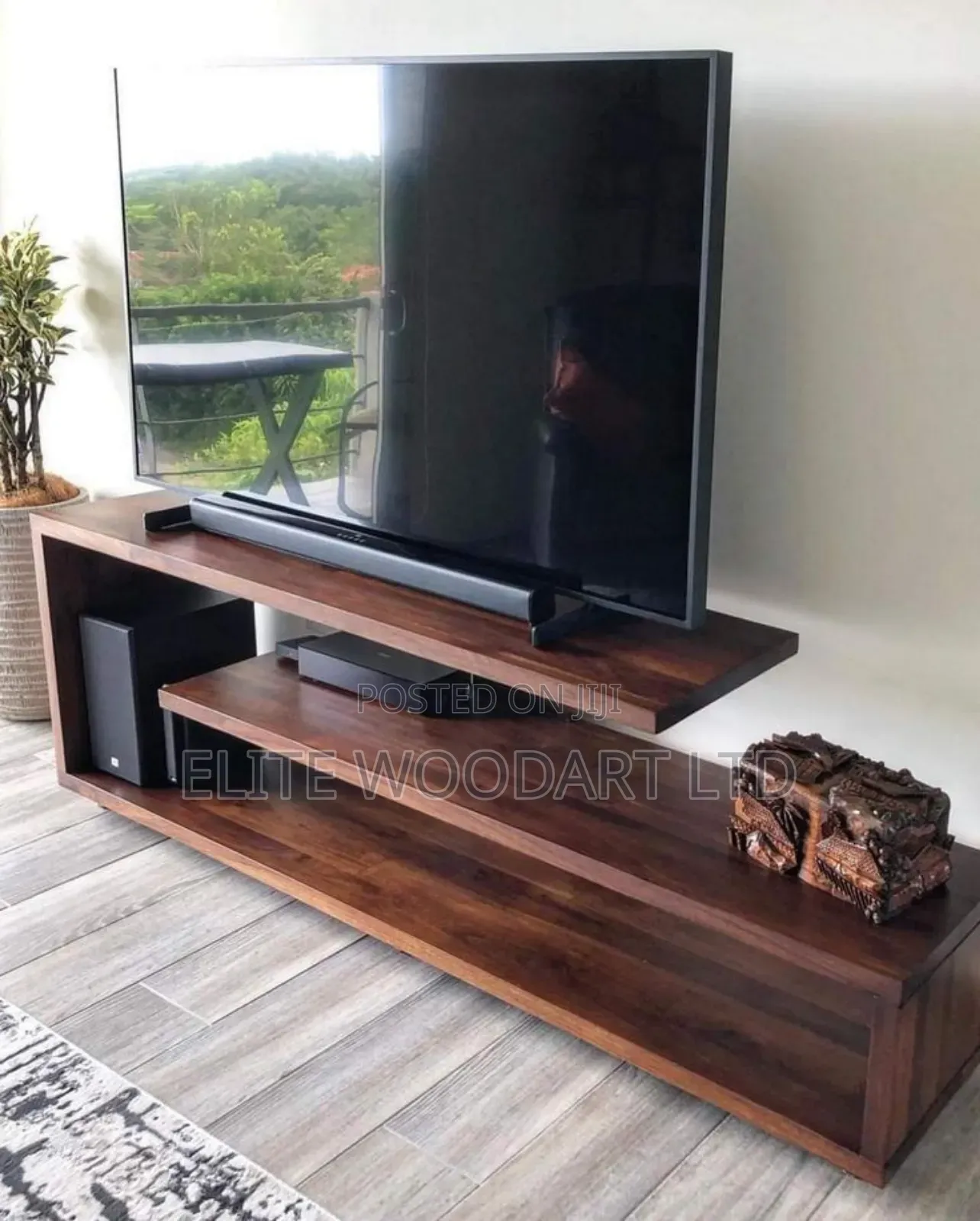 Mahogany Finish Solid Wood Tv Stand