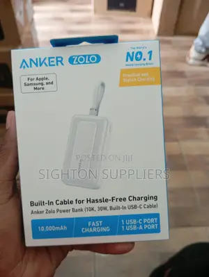Anker Zolo 30w 10,000mah High-Speed Power Bank- Built-in Usb-C Cable