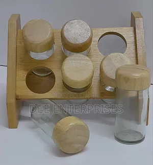 Bamboo Spice Rack 
Plus 6 PCS Spice Jars With Bamboo Lids