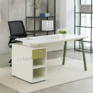 L-Shaped Desk With Metal Base