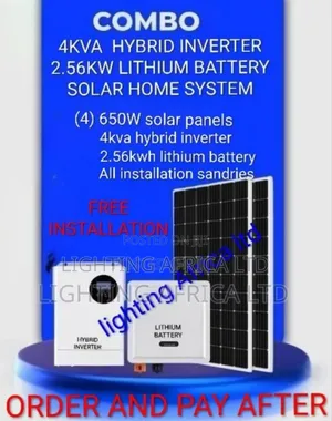 Home 4kva Off-Grid Kit - 2.56kwh Lithium Battery -(4)650w Solar Panels