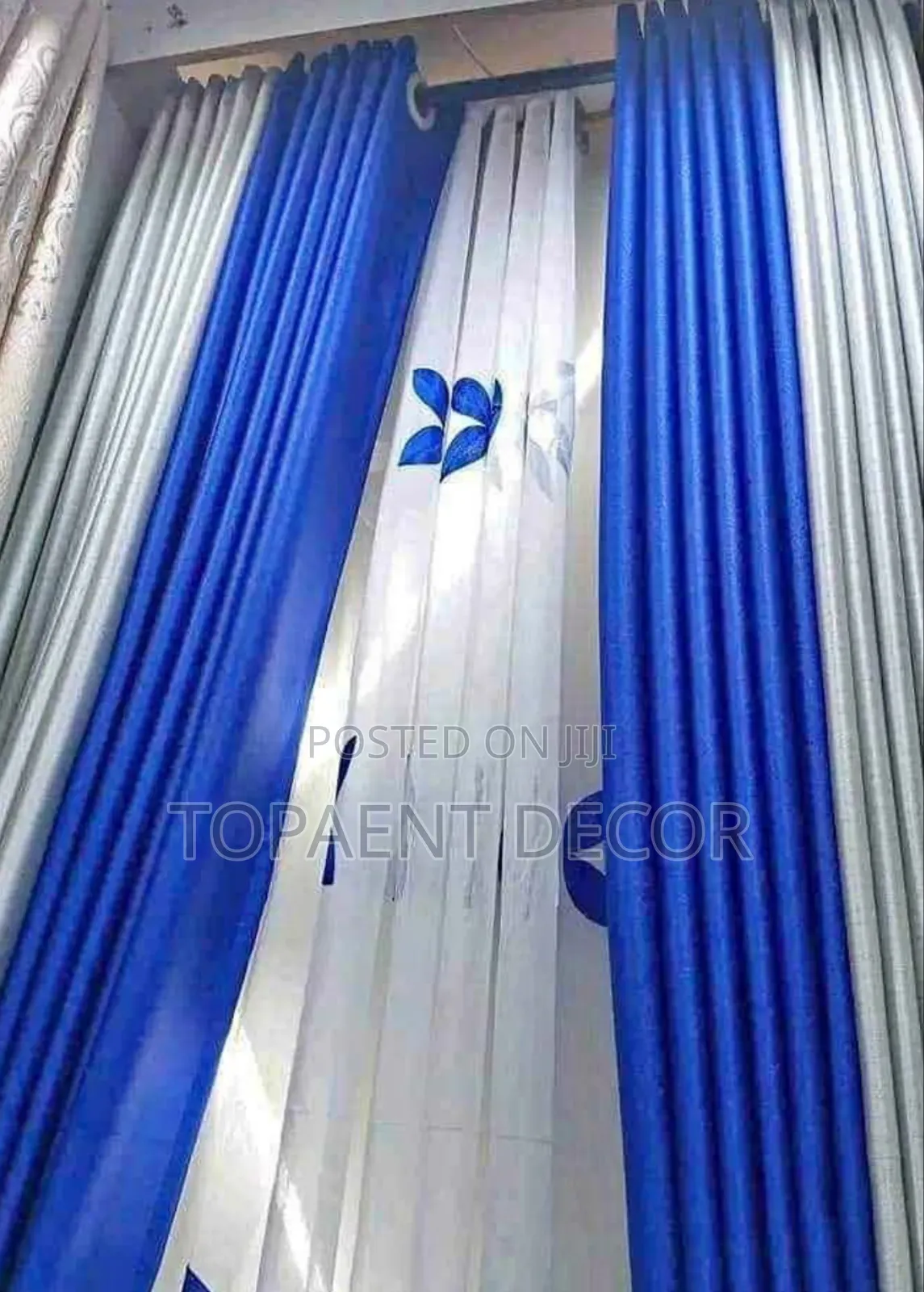 Grey And Royal Blue Soft Plain Material For Elegant Curtains