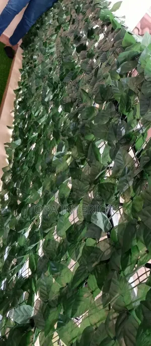 Dark Green Balcony Privacy Decor Fence With Artificial Leaves
