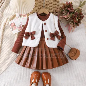 3pc Quality Girls Pleated Skirt Set