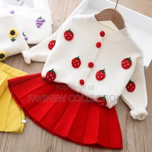 Girls Red Long Sleeve Knitting Skirt Set