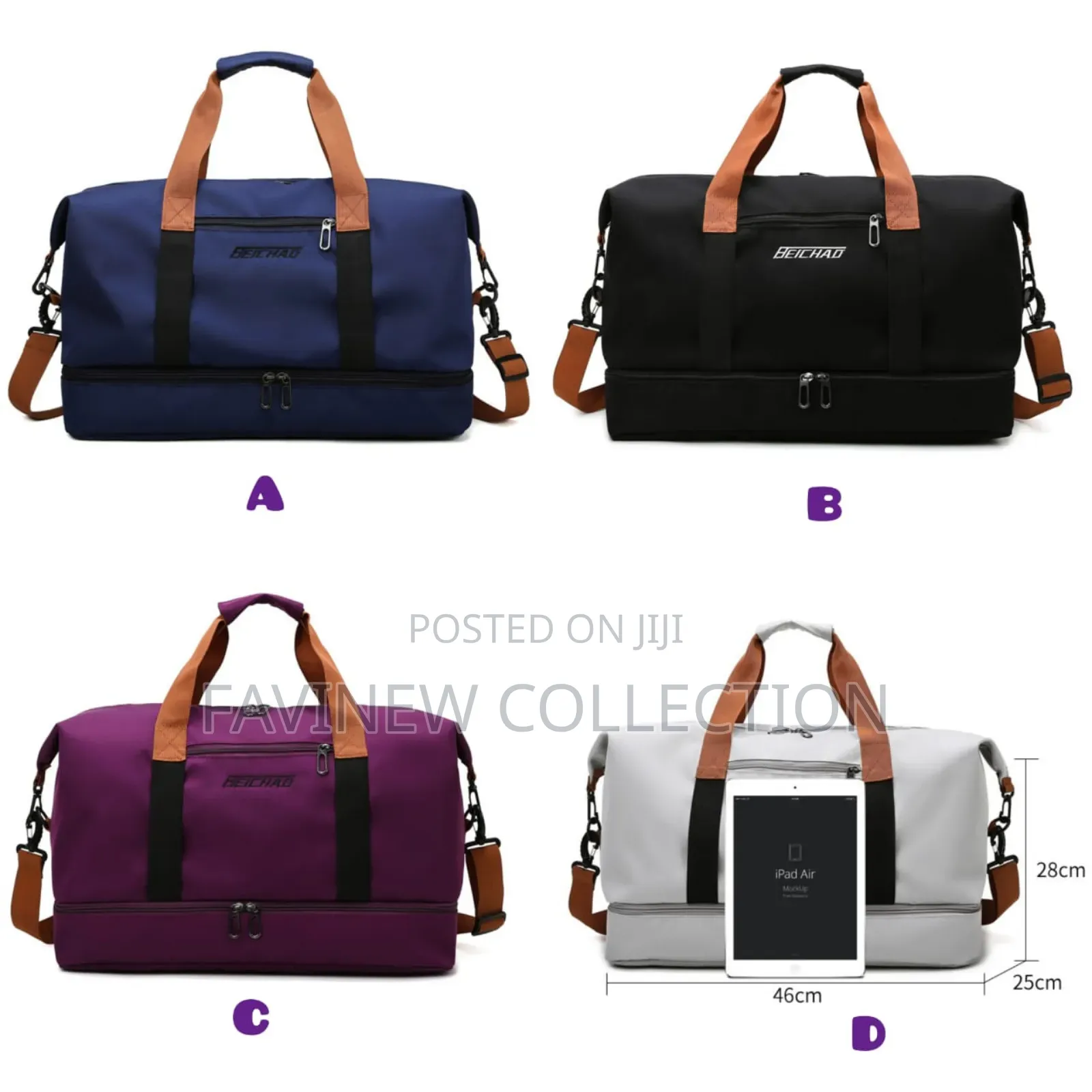 Large Capacity Travel Bag With Bottom Shoe Compartment