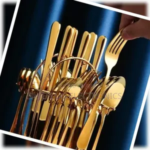 24pc Metallic Gold Cutlery Set