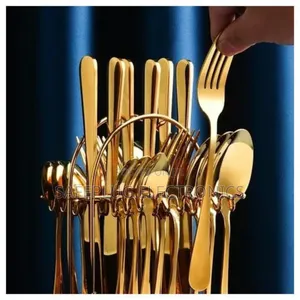 24pc Gold Cutlery Set Metallic Shine, 5-Star
