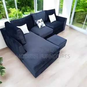 Modern Black L Sofa