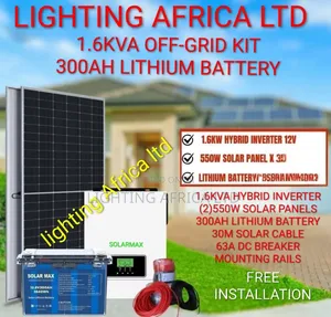 New1.6kva Lithium Home Off-Grid - 300ah Lithium -(2)550w Solar Panels