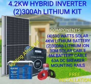 4.2kw (5kva )Vhm Inverter -(2)300ah Lithium Ion -(4)590w Solar Kit