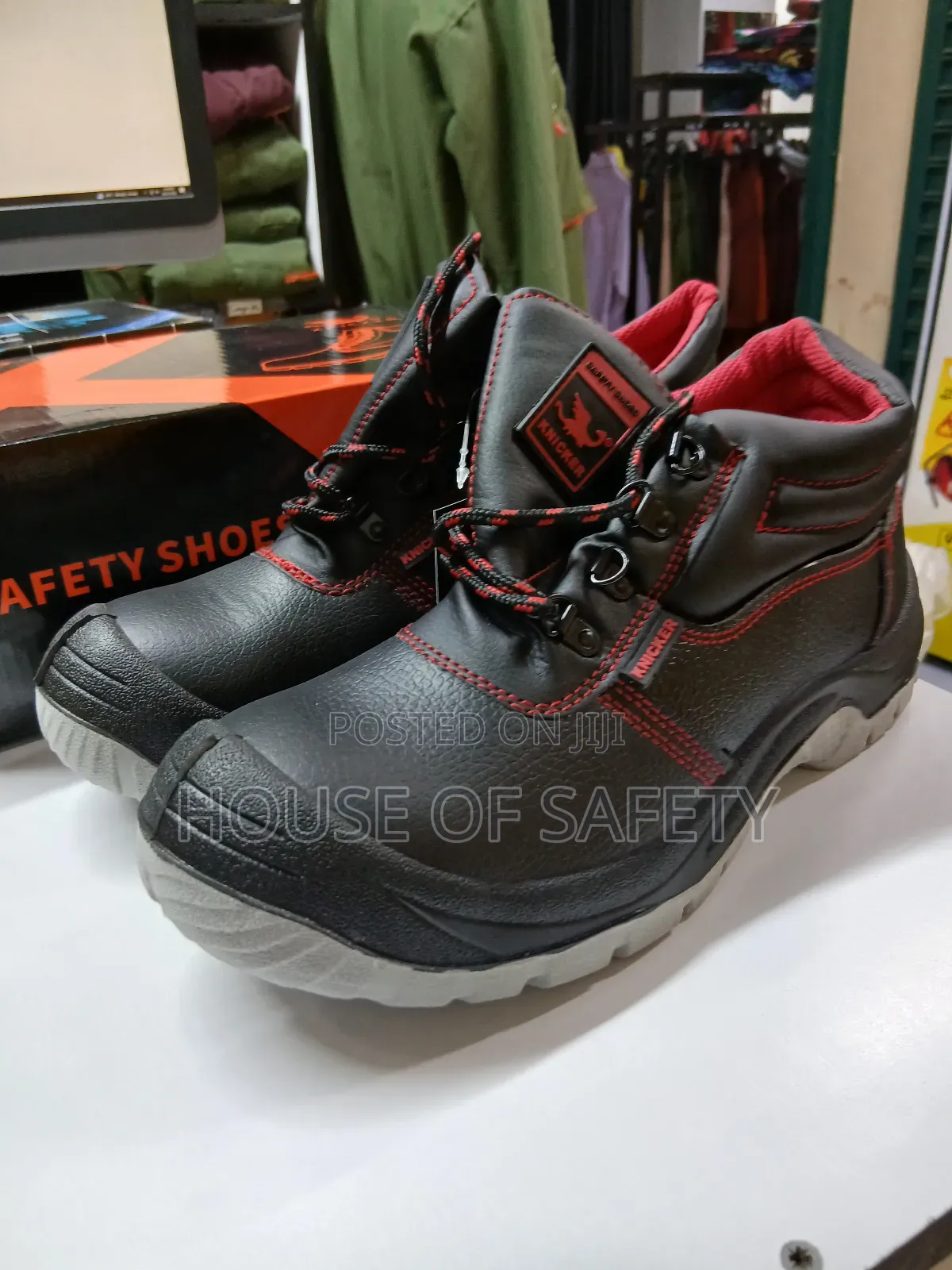 Red Knicker Stee Toe Lace Boots