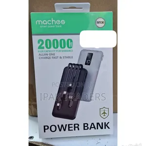 Maches 20000mah Portable Power Bank With 4 in 1 Built-in Cable