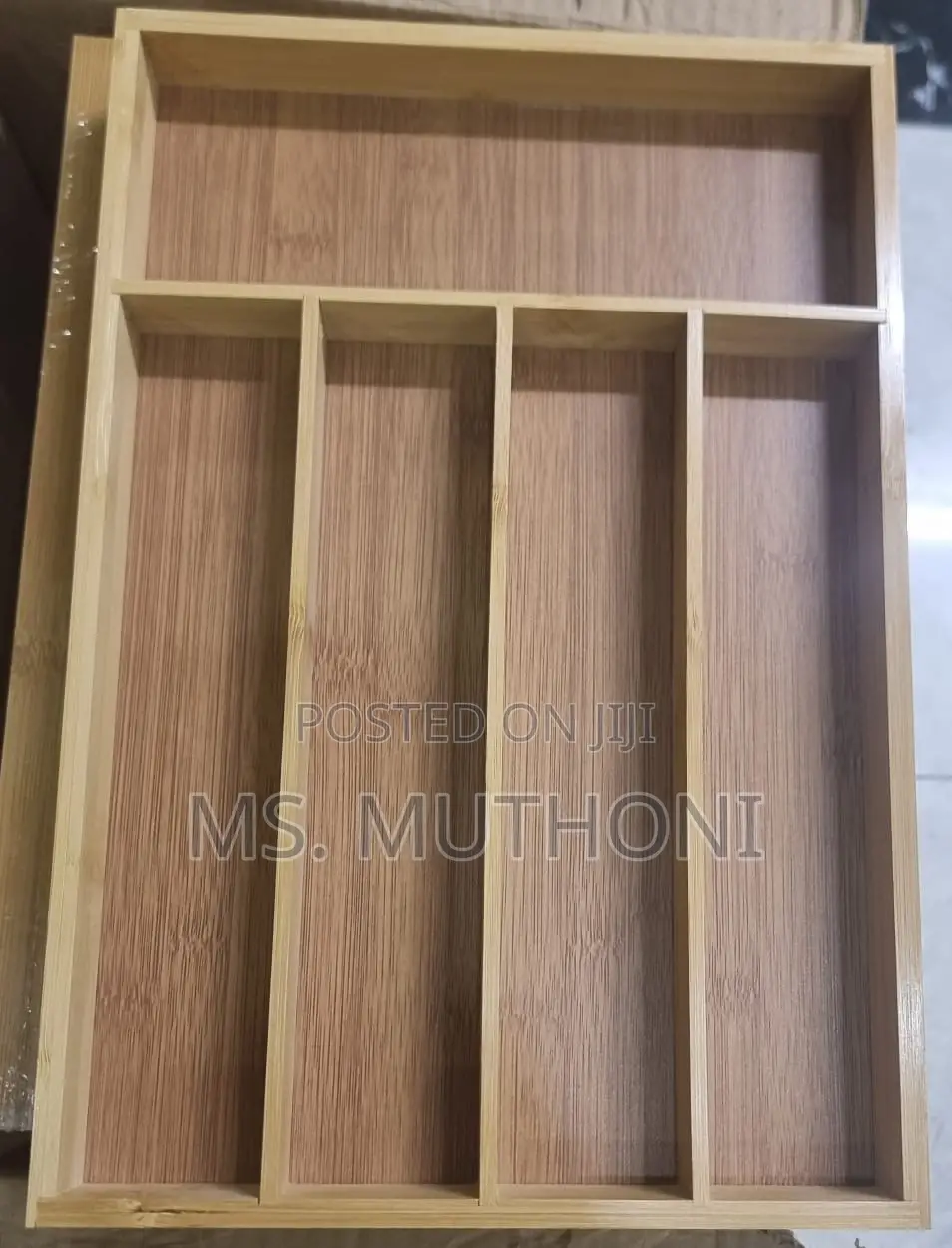 Minimalist Non Expandable 5 Slot Bamboo Cutlery Organizer