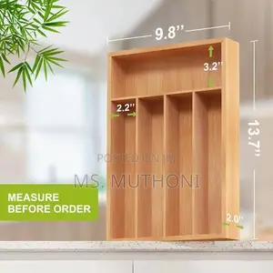 Minimalist Non Expandable 5 Slot Bamboo Cutlery Organizer