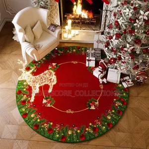 Circular New Year and Christmas Atmosphere Mat