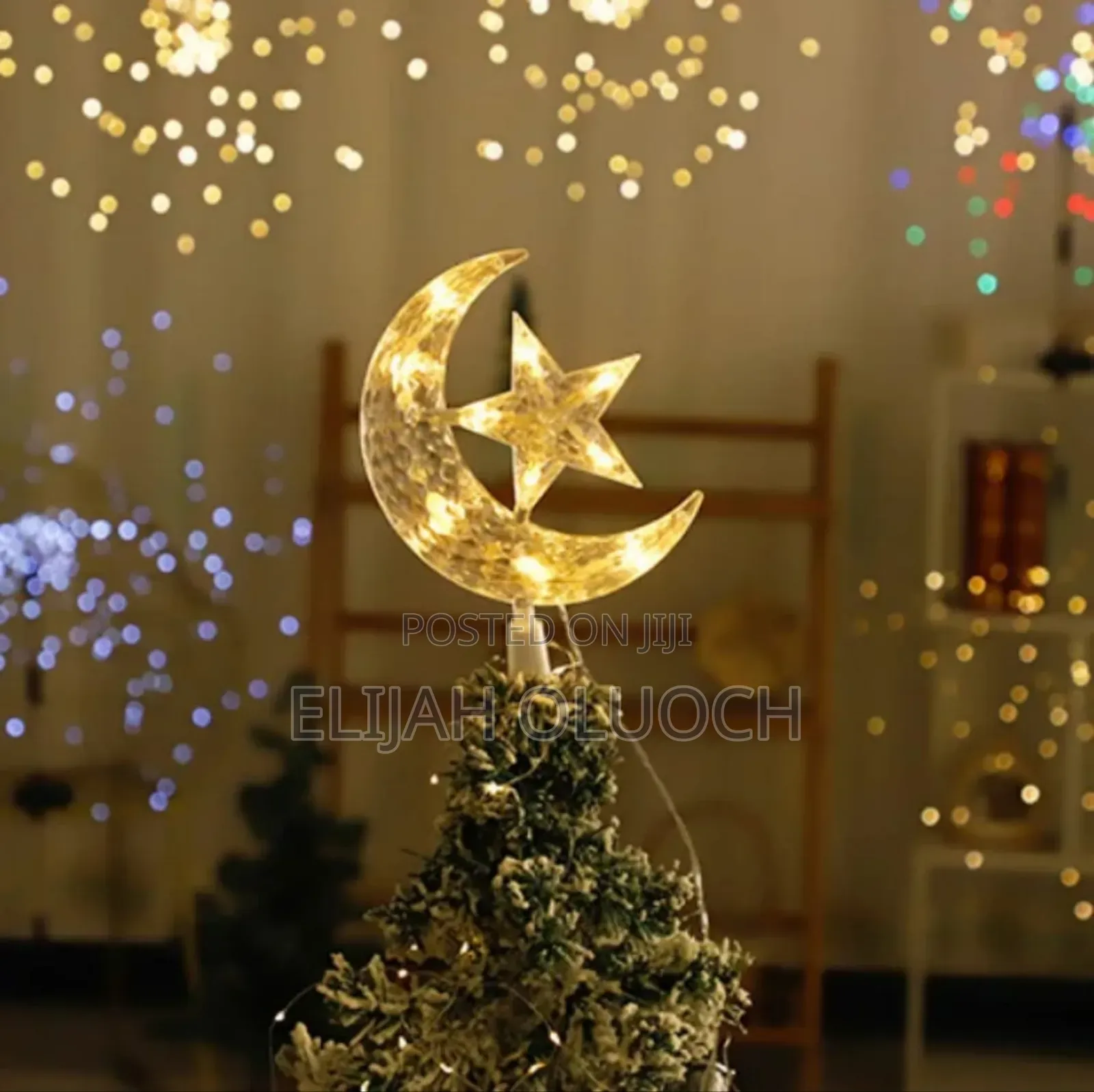 Christmas Tree Top Moon With Led Lights Lamp