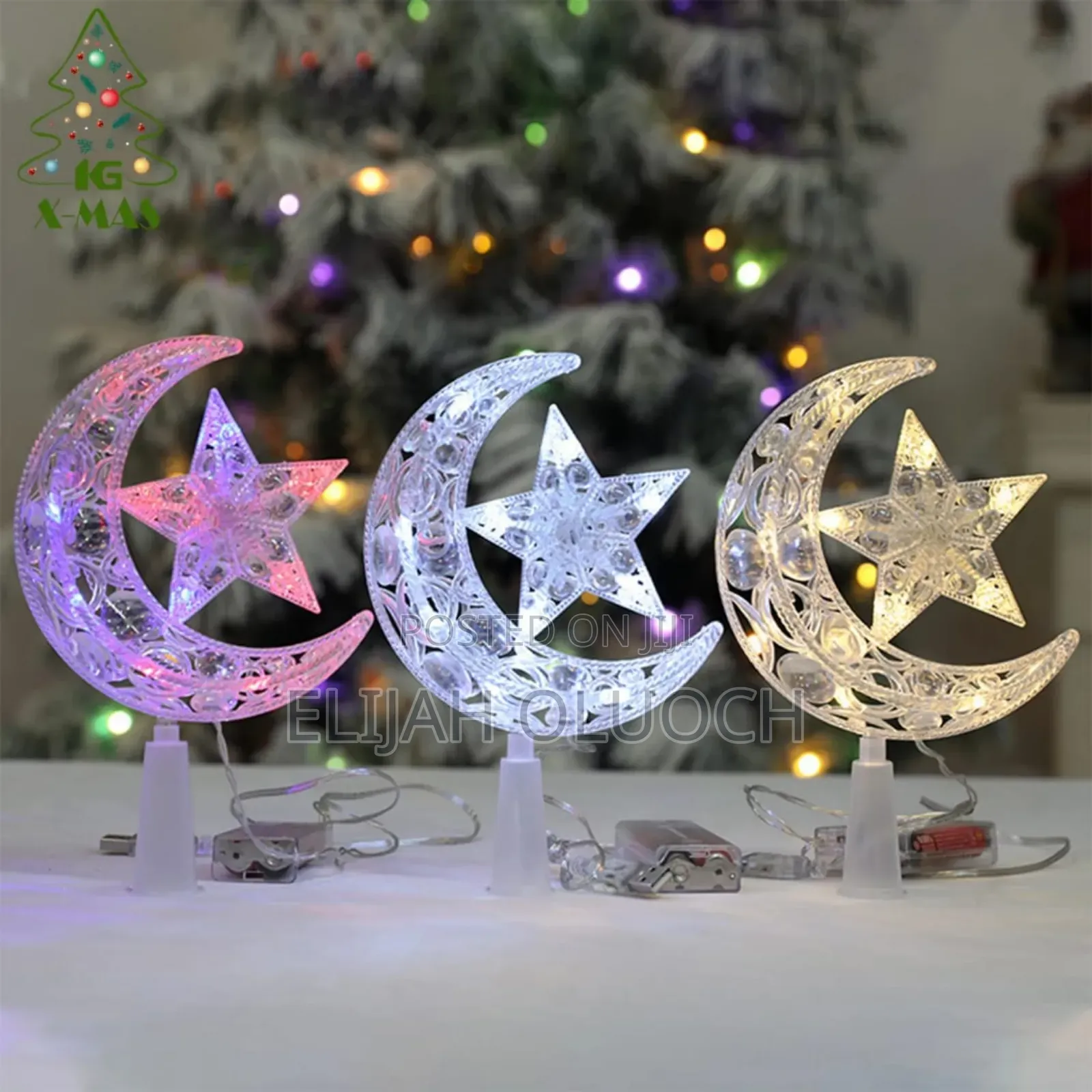 Christmas Tree Top Moon With Led Lights Lamp