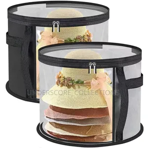 *Hat Storage Box Non-Woven Clear Storage Bucket