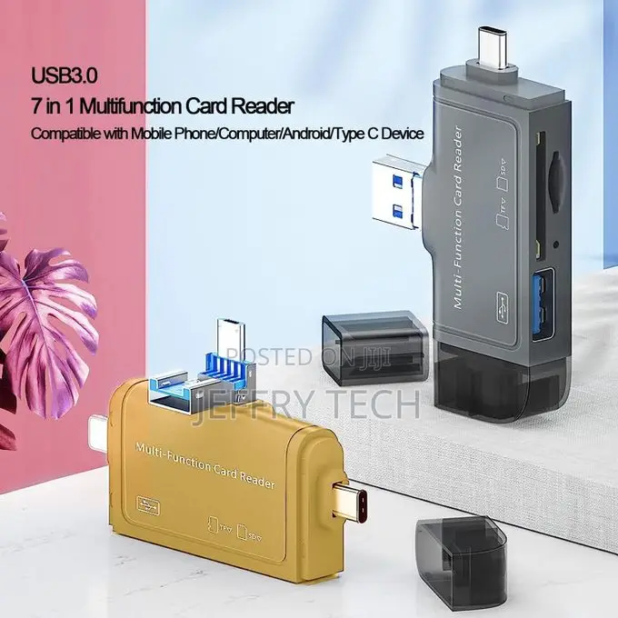 Sd Card Reader, 7-in-1 for Apple Type-C Android Phone Computer Otg