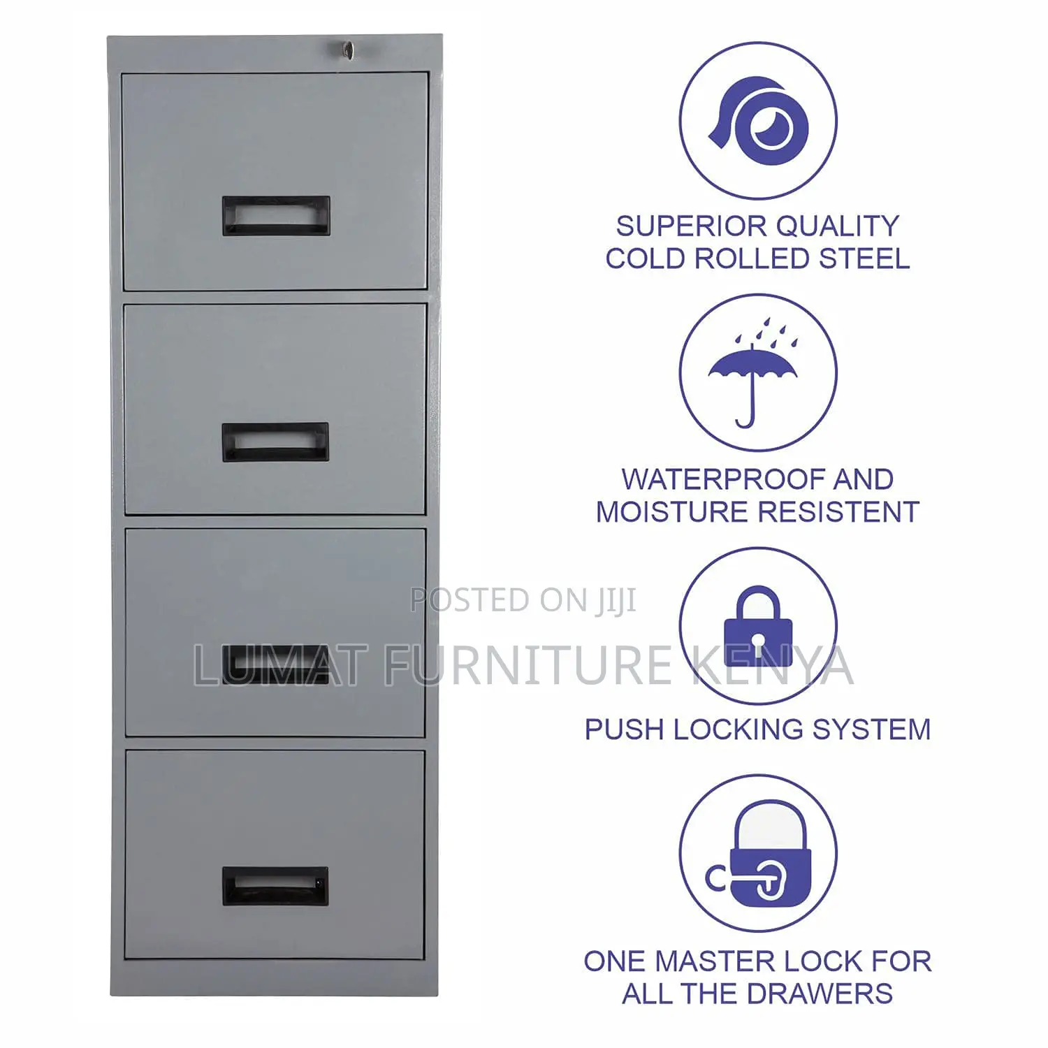 4 Drawer Modern Metallic Storage Cabinet