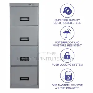 4 Drawer Modern Metallic Storage Cabinet