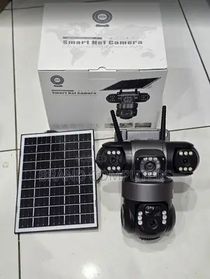 V380 Triple Lens Camera Solar Powered -Detection, Colored Night Vision