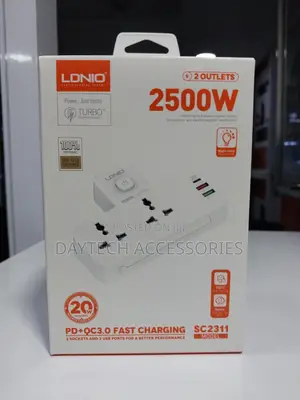 Ldnio Sc2311 3-Port Usb Charger Extension 2 Sockets Power Strip 20w