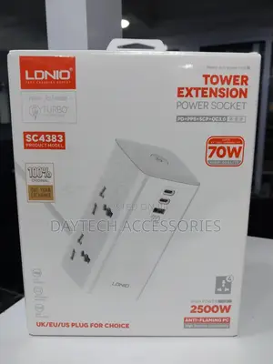 Ldnio 2500w Tower Extension Power Socket + 70w Super Fast Charging.