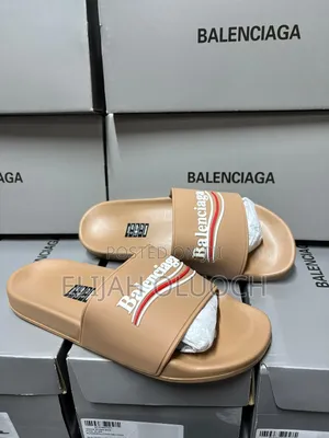 Brown Balenciaga Pool Slides