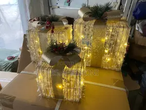 3 Pieces Set Lighted Decorative /Christmas Gift Boxes.