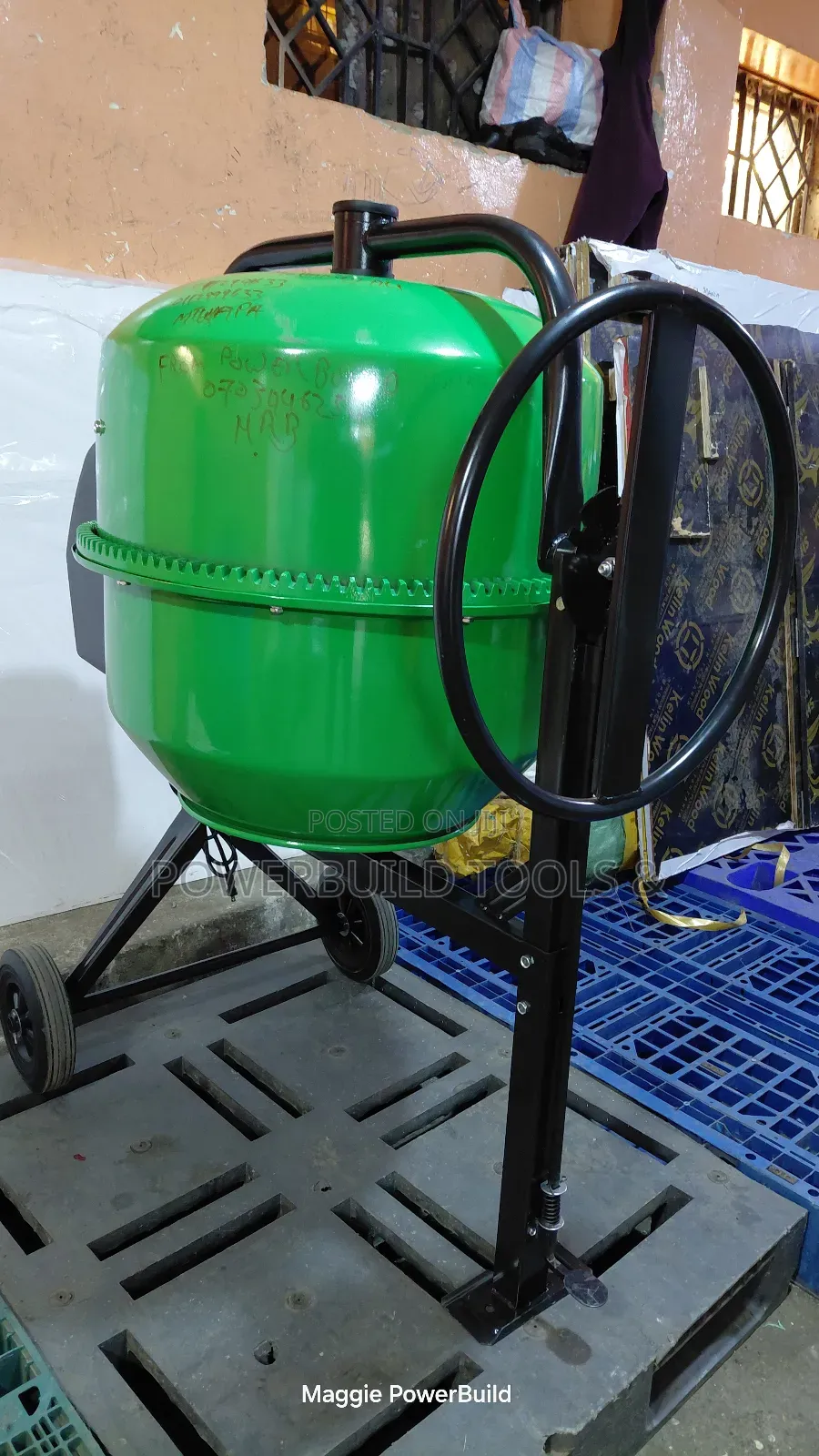 Robust Cement Mixer Electric Powered, Tilting