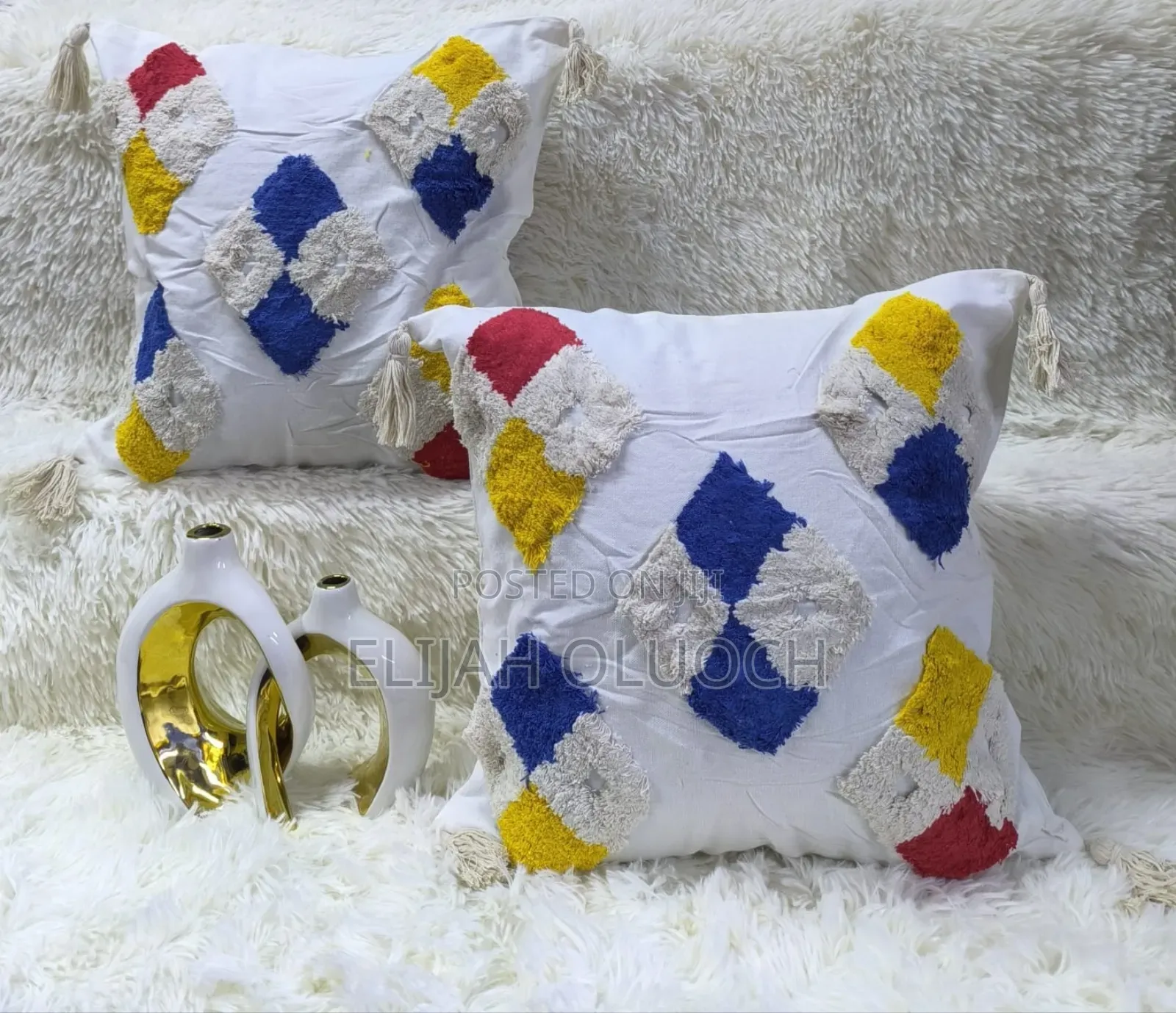 Boho Vintage Tufted Throw Pillow Covers With Tassels