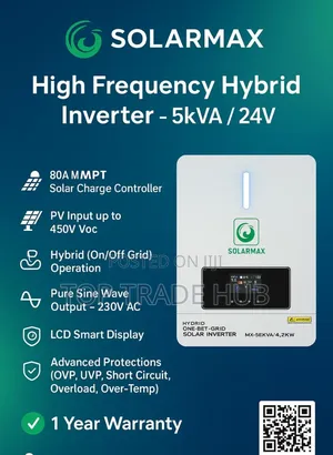 Solar Max High Frequency Hybrid Inverter 24v 5kva - 80a Mppt