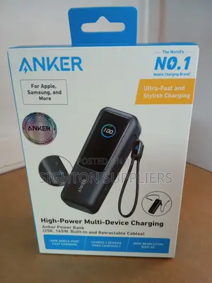 Anker Zolo Power Bank (25,000mah, 165w, Built-in Retractable Cables)