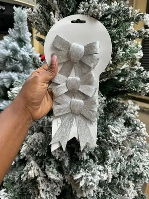 3 Pc Silver Christmas Bow Set