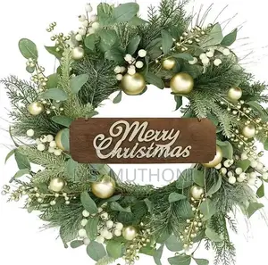 50 Cm Green Eucalptys Wreathe With Baubles