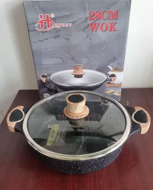 Single Piece 28cm Honhey Wok Granite Cooking Pot Casserole