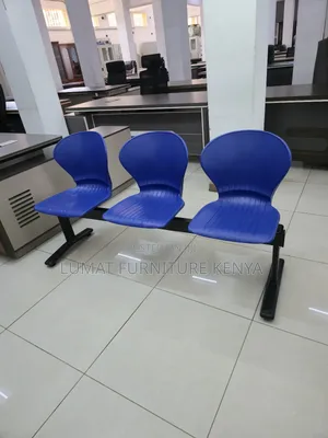 Triple Blue Plastic Waiting Bench