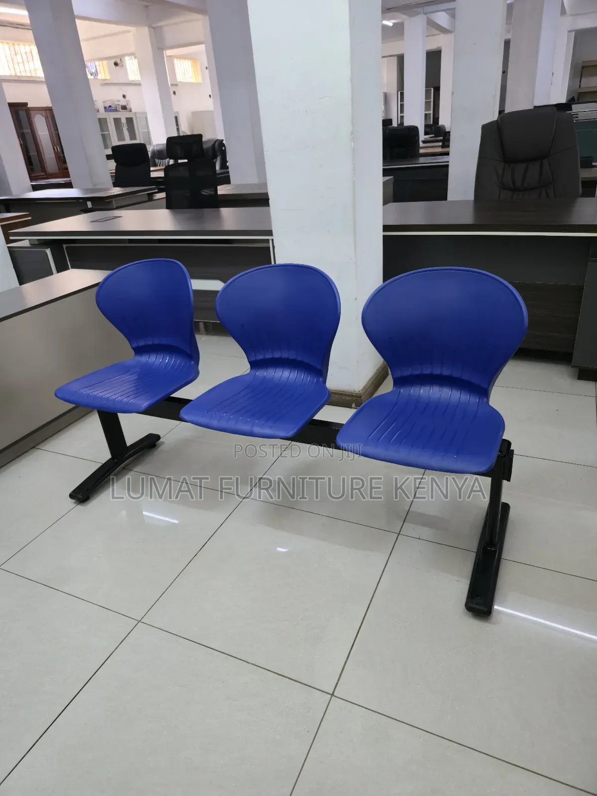 Triple Blue Plastic Waiting Bench