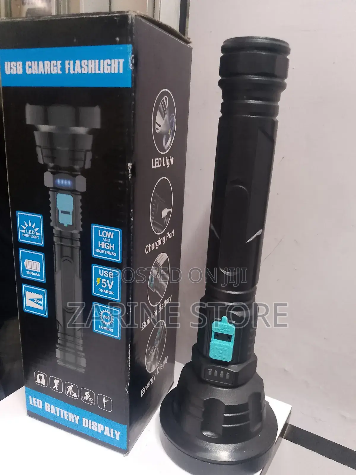 Usb Charge Flashlight Led 2 Mode Of Light 2000mah