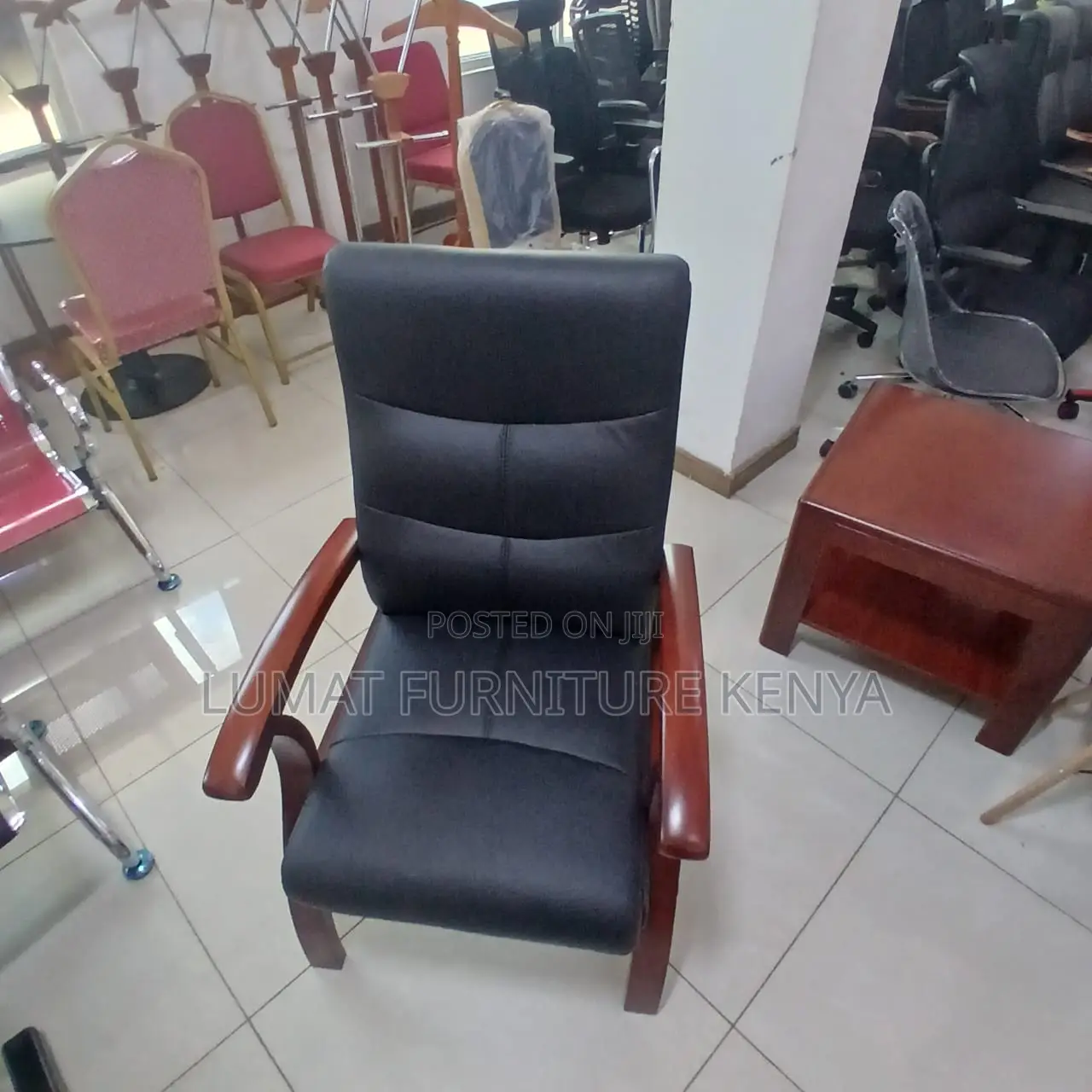 Polished Wood Office Seat