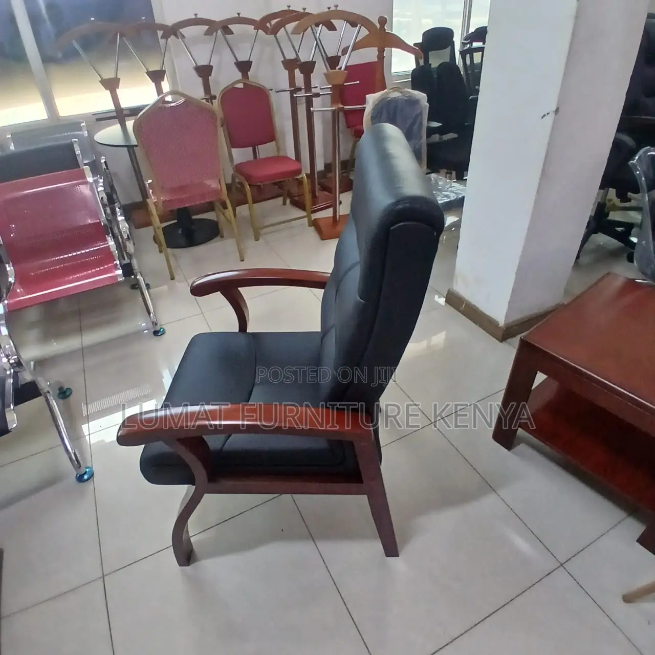 Polished Wood Office Seat